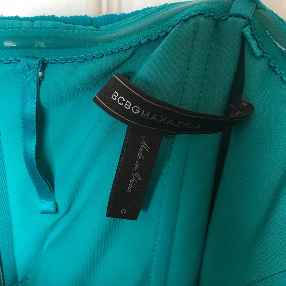 BCBGMAXAZRIA Strapless Silk Turquoise Dress Size 0 - Picture 6 of 8